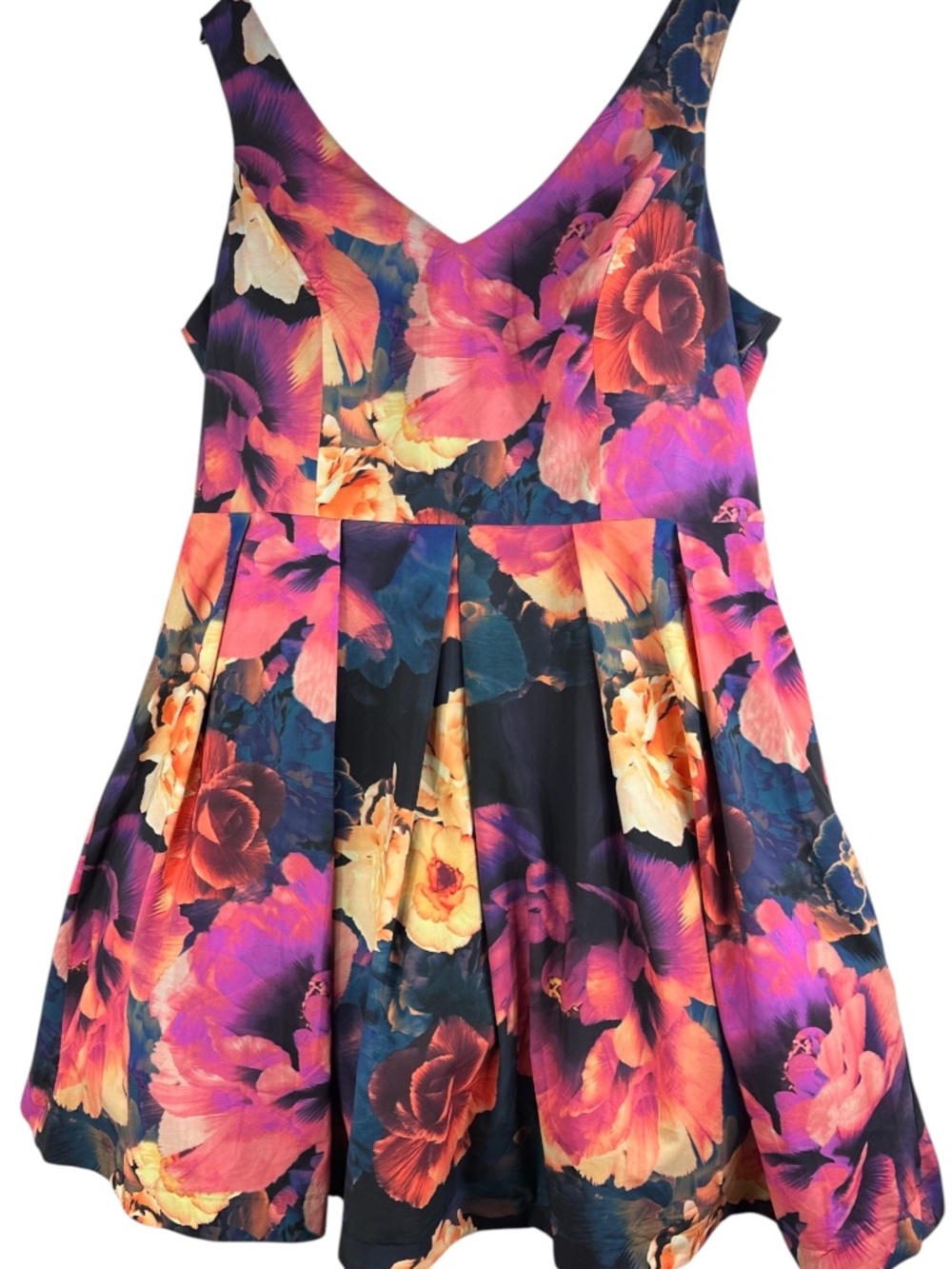 City Chic Secret Garden Dress Sz 20 2X Floral Watercolor Fit Flare Petticoat - Picture 2 of 6